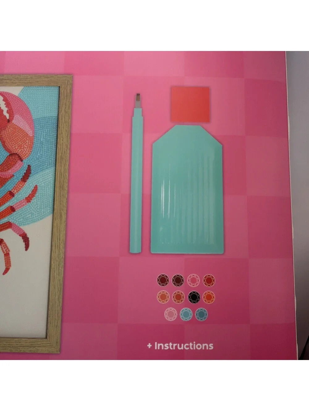 AVEC DIY Diamond Art Painting Lobster Design Framed Poster Velvet 7600+ Stones